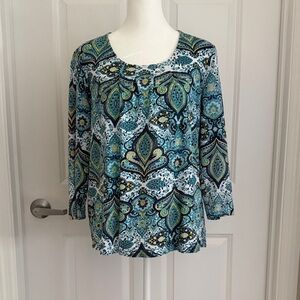 Chico's Vibrant Paisley LS Top